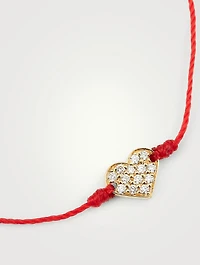 Joli Cœur 18K Gold String Bracelet With Diamonds