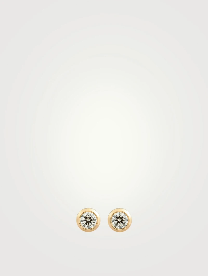 Pure 18K Gold Stud Earrings With Diamonds