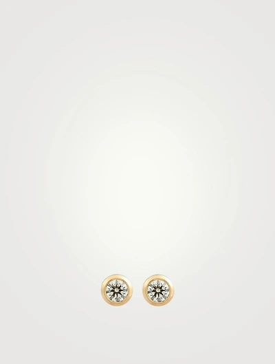 Pure 18K Gold Stud Earrings With Diamonds