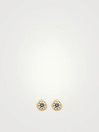 Pure 18K Gold Stud Earrings With Diamonds