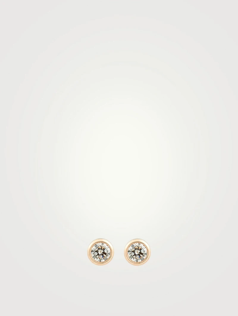 Pure 18K Rose Gold Stud Earrings With Diamonds