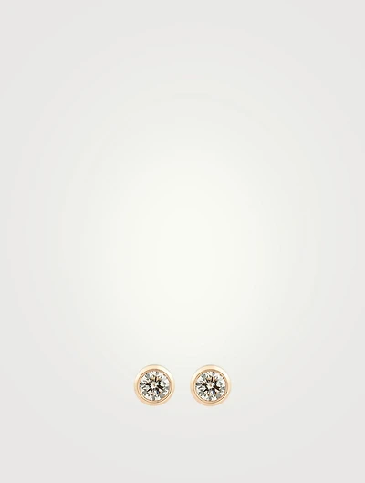 Pure 18K Rose Gold Stud Earrings With Diamonds
