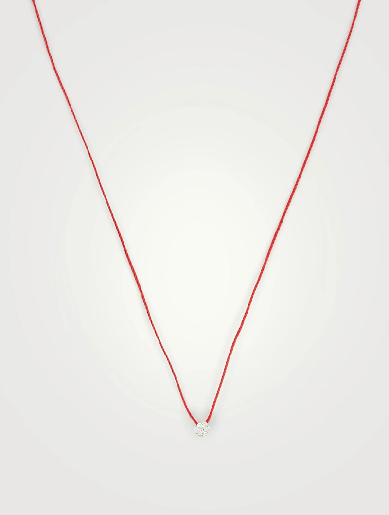 Illusion 18K White Gold String Necklace With Diamonds