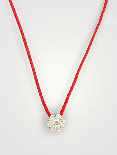 Illusion 18K Gold String Necklace With Diamonds