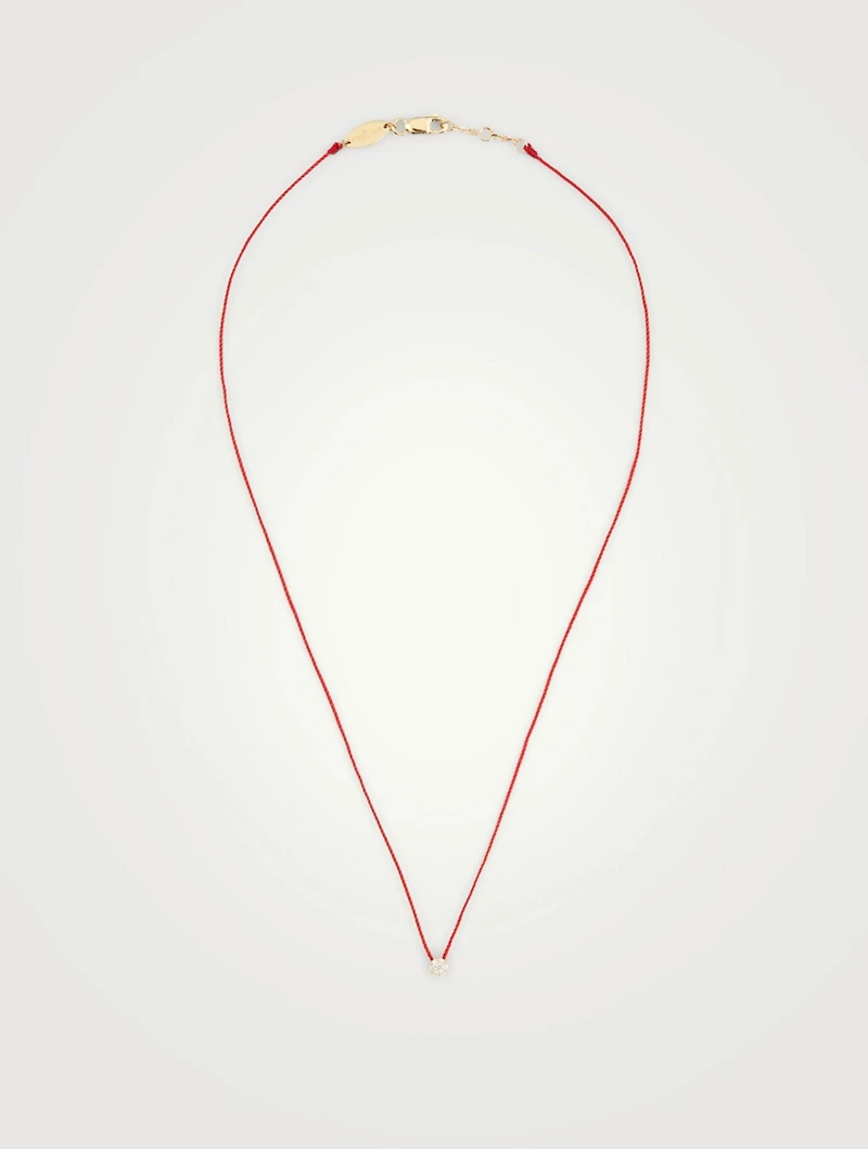 Illusion 18K Gold String Necklace With Diamonds