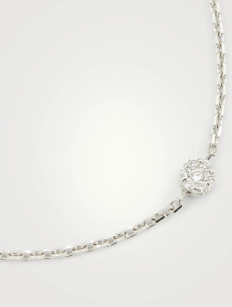 Illusion 18K White Gold Chain Bracelet With Diamonds