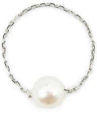 Sensuelle Akoya 18K White Gold Chain Ring With Pearl
