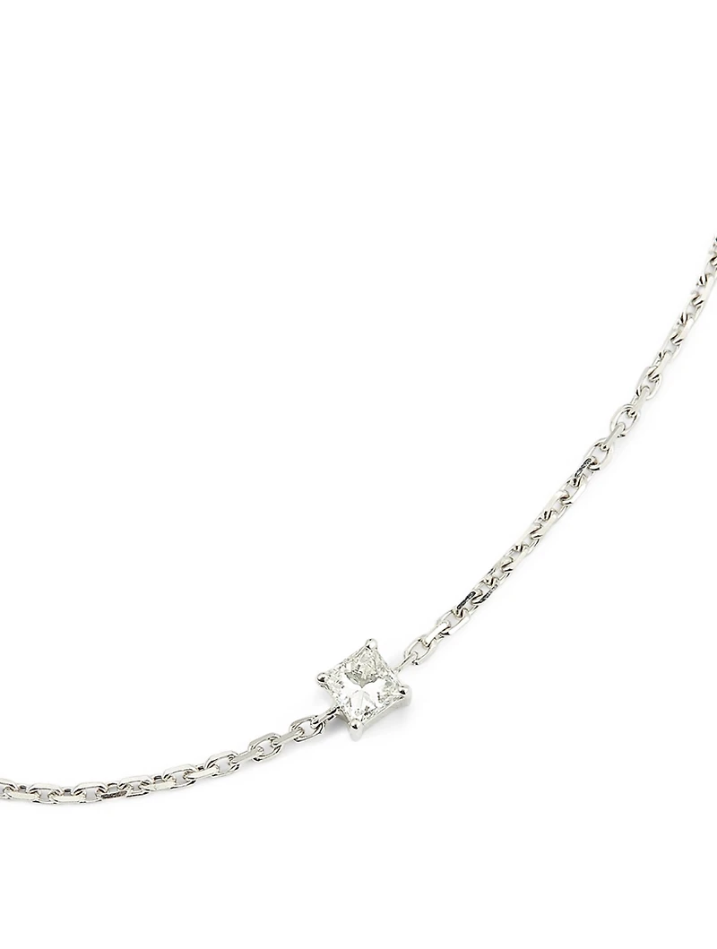 Princesse 18K White Gold Chain Bracelet With Diamond