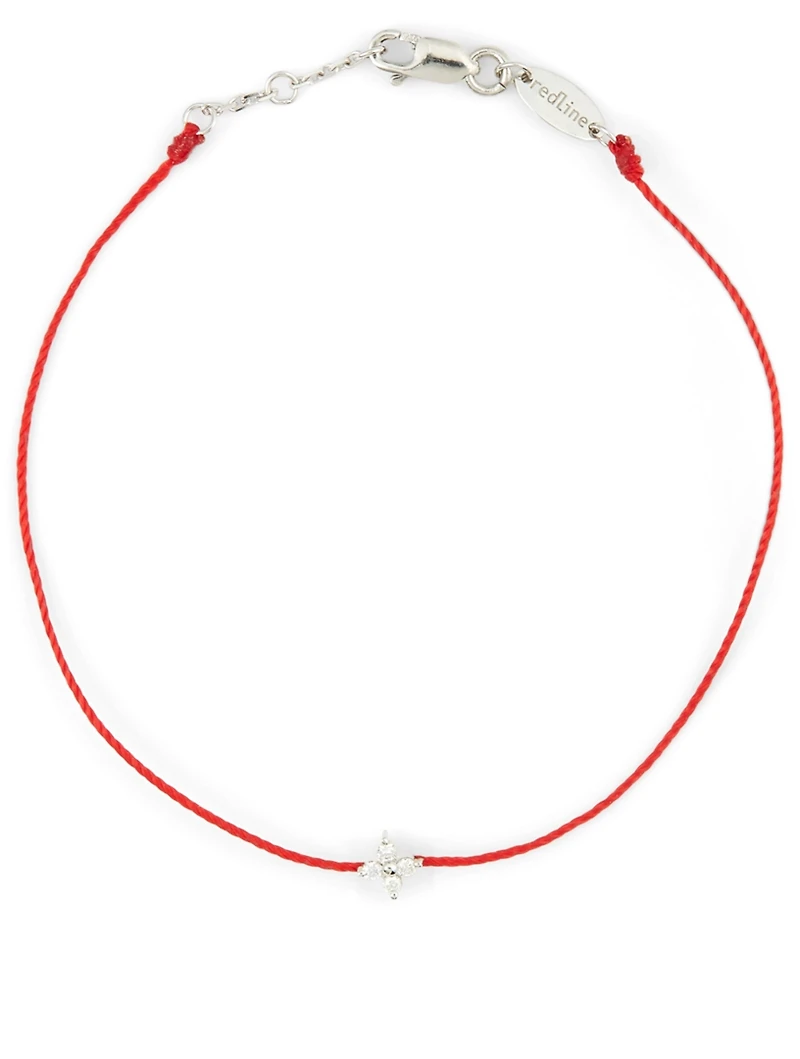 Shiny 18K White Gold String Bracelet With Diamonds