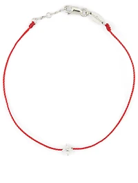 Shiny 18K White Gold String Bracelet With Diamonds