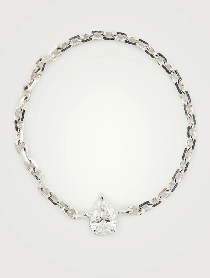 Altesse 18K White Gold Chain Ring With Diamond