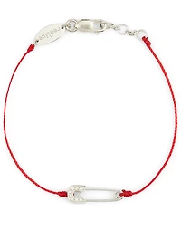 Ange 18K Gold Safety Pin String Bracelet With Diamonds
