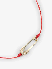 Ange 18K Gold Safety Pin String Bracelet With Diamonds