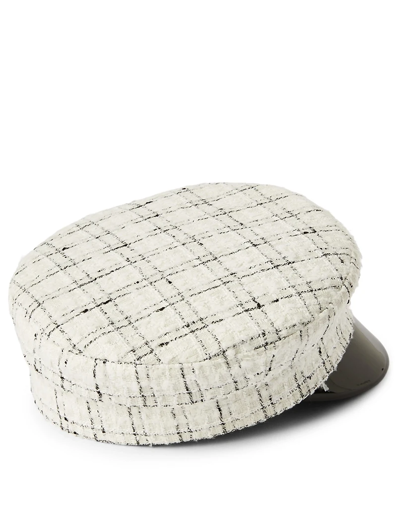 Checked Baker Boy Cap With Logo