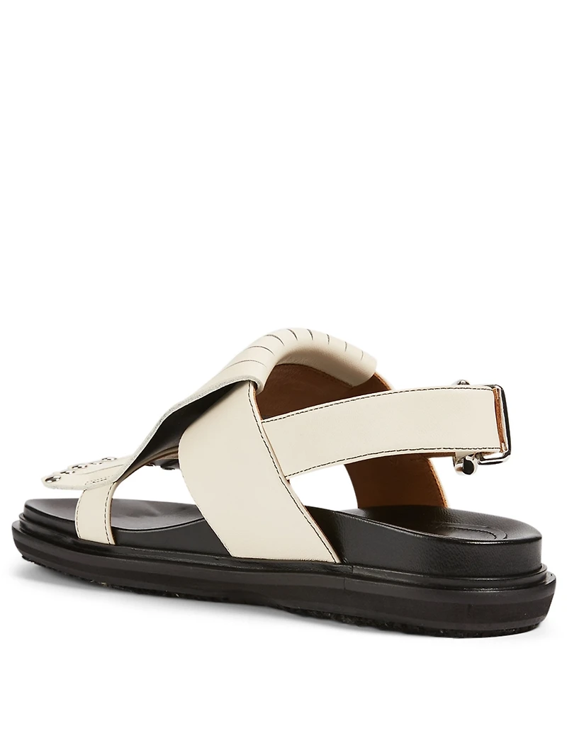 Fringe Leather Slingback Sandals