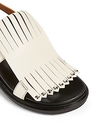 Fringe Leather Slingback Sandals