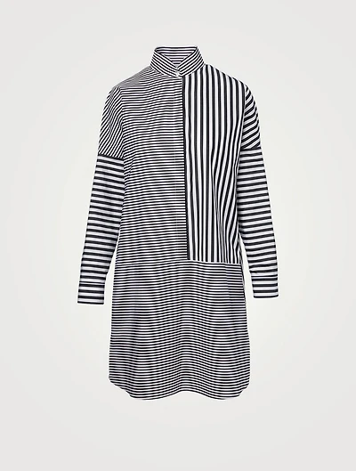 Cotton Poplin Patchwork Dress Striped Print