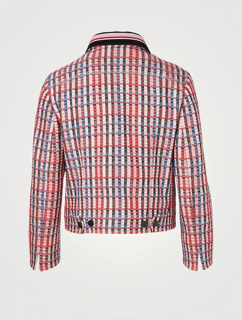 Tweed Jacquard Jacket Micro Check Print