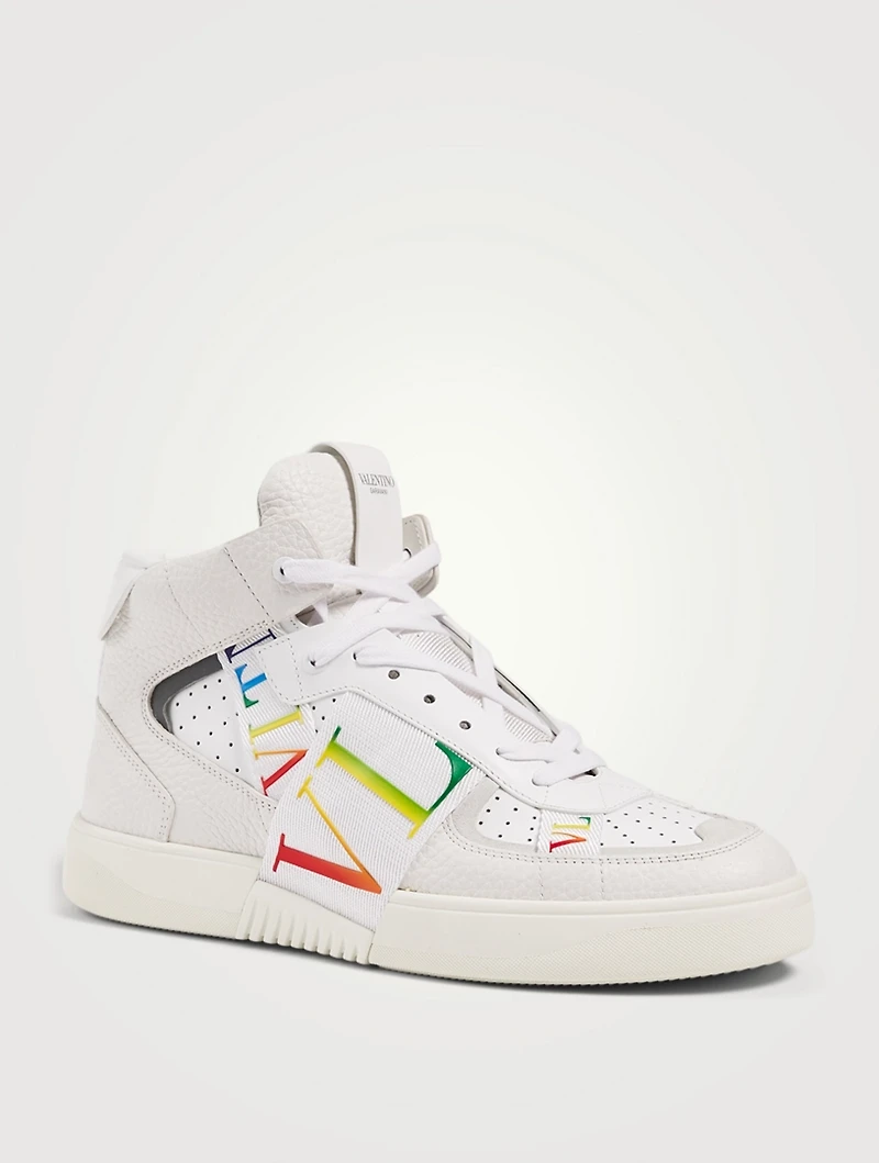 VL7N Leather High-Top Sneakers With Bands