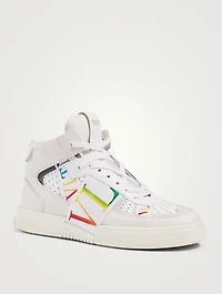 VL7N Leather High-Top Sneakers With Bands