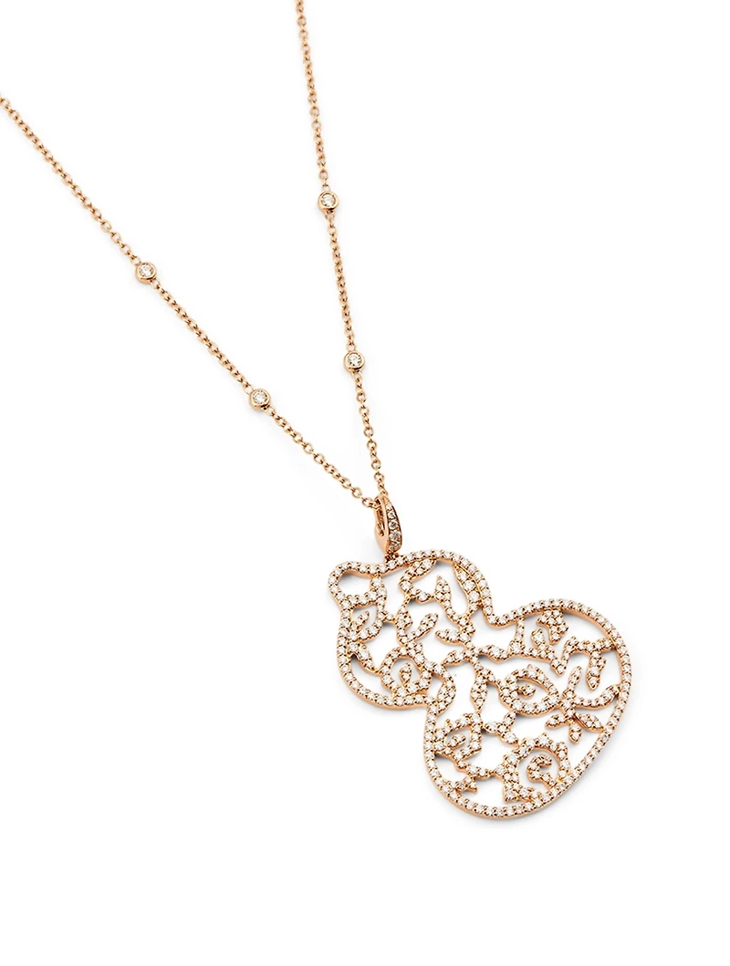Wulu Lace 18K Rose Gold Necklace With Diamonds