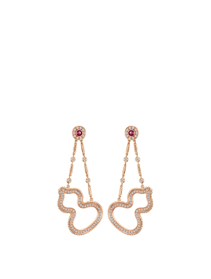 Wulu 18K Rose Gold Earrings With Diamonds And Rubies