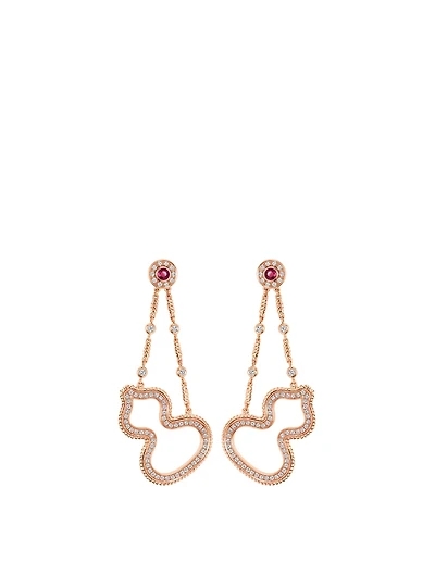 Wulu 18K Rose Gold Earrings With Diamonds And Rubies