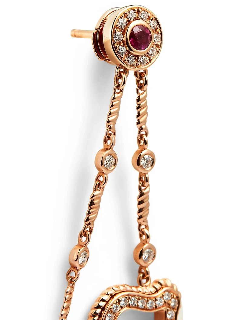 Wulu 18K Rose Gold Earrings With Diamonds And Rubies