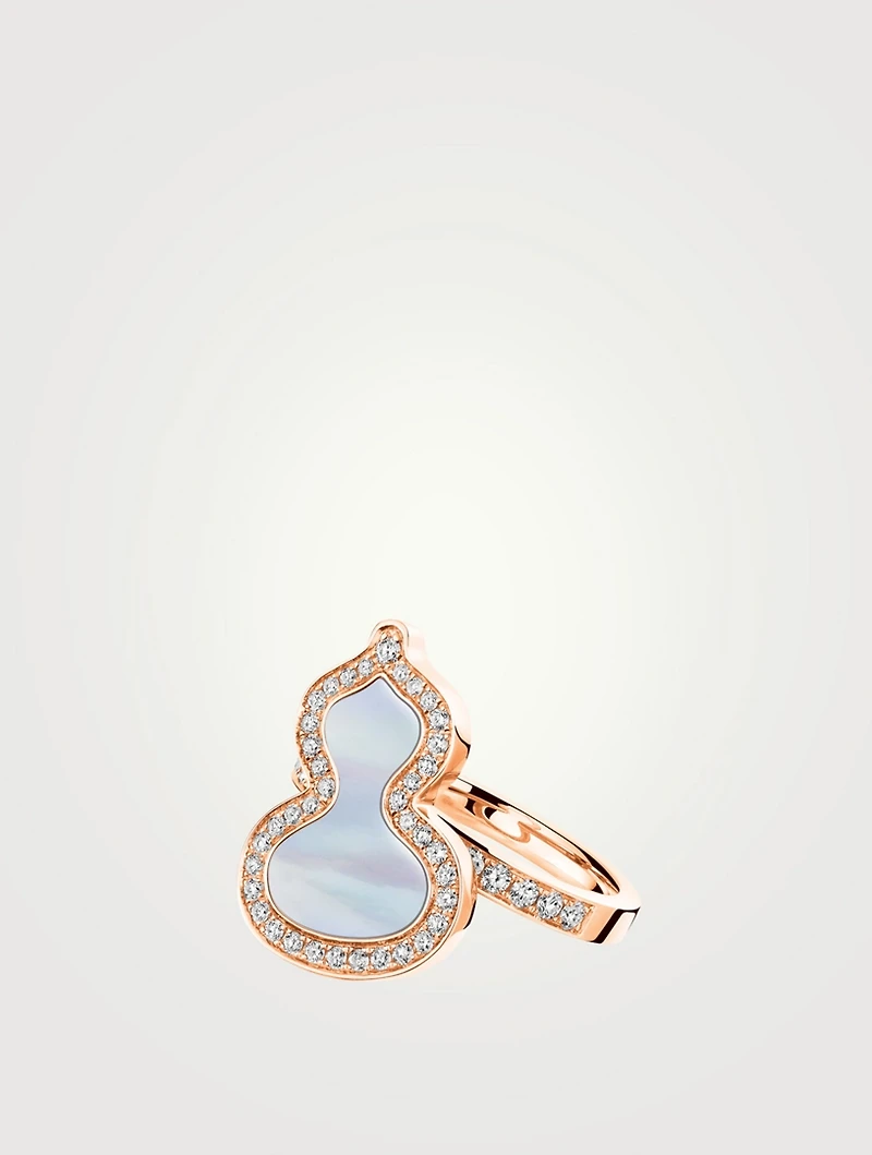 Small Wulu 18K Rose Gold Ring With Diamonds And Mother-Of-Pearl