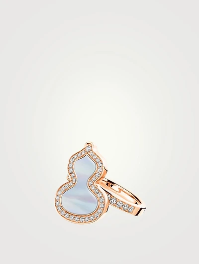 Small Wulu 18K Rose Gold Ring With Diamonds And Mother-Of-Pearl
