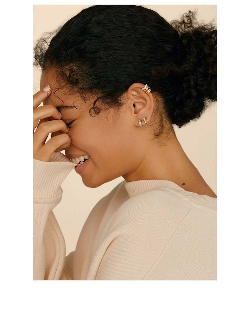 Mini Radiant Edition Quatre Two-Tone Gold Earring With Diamonds