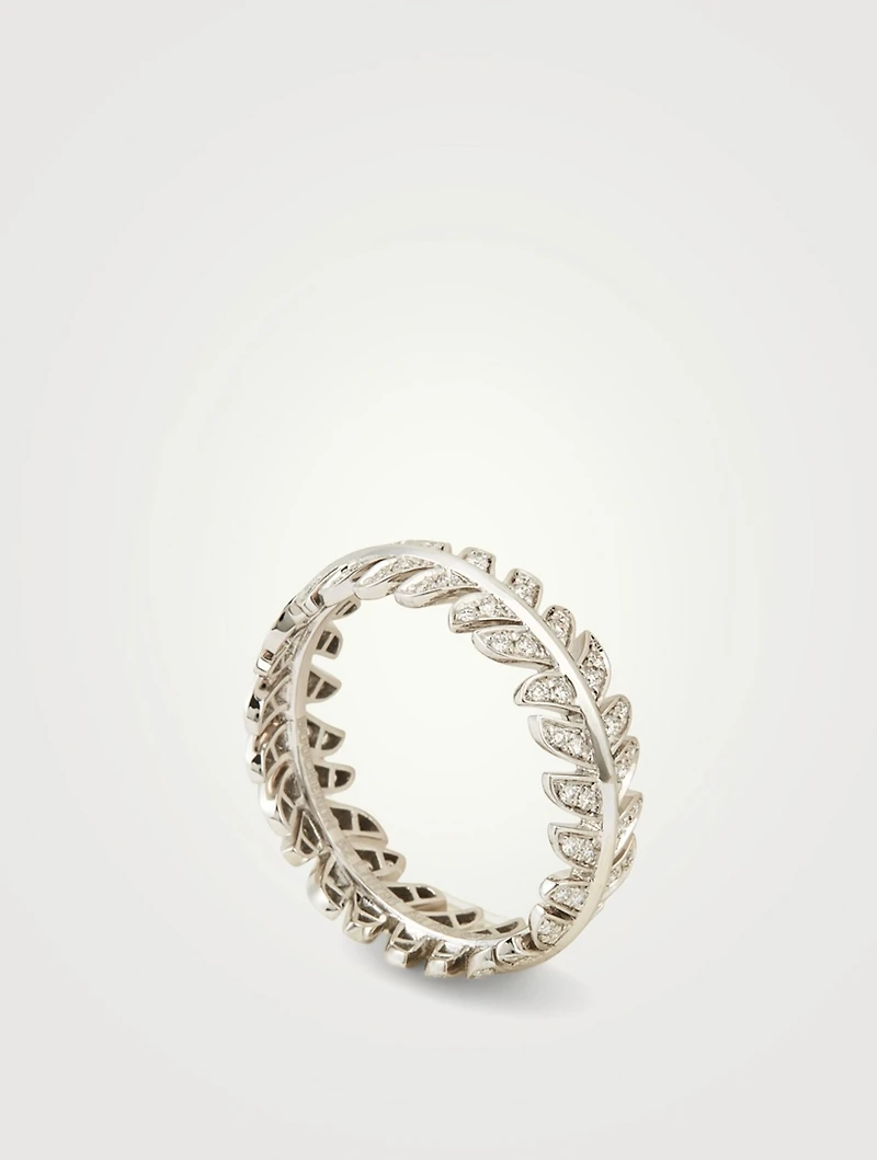 Plume De Paon White Gold Wedding Band With Diamonds