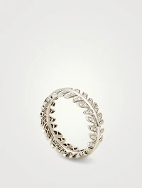Plume De Paon White Gold Wedding Band With Diamonds