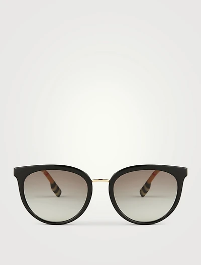 Round Sunglasses With Vintage Check