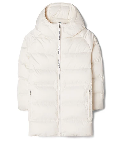 Hooded Performance Satin Down Jacket