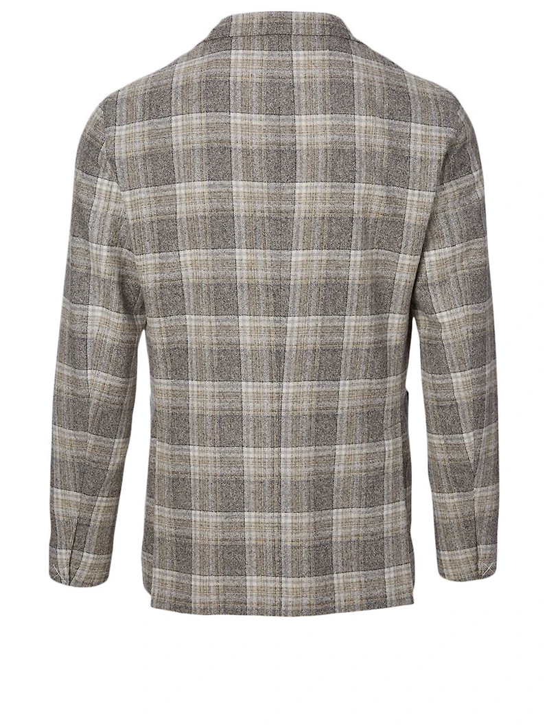 Wool-Blend Jacket Check Print
