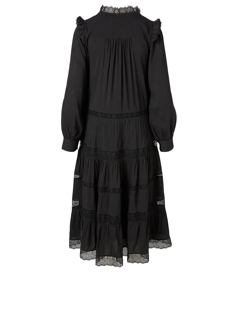 Henriette Long-Sleeve Midi Dress With Lace