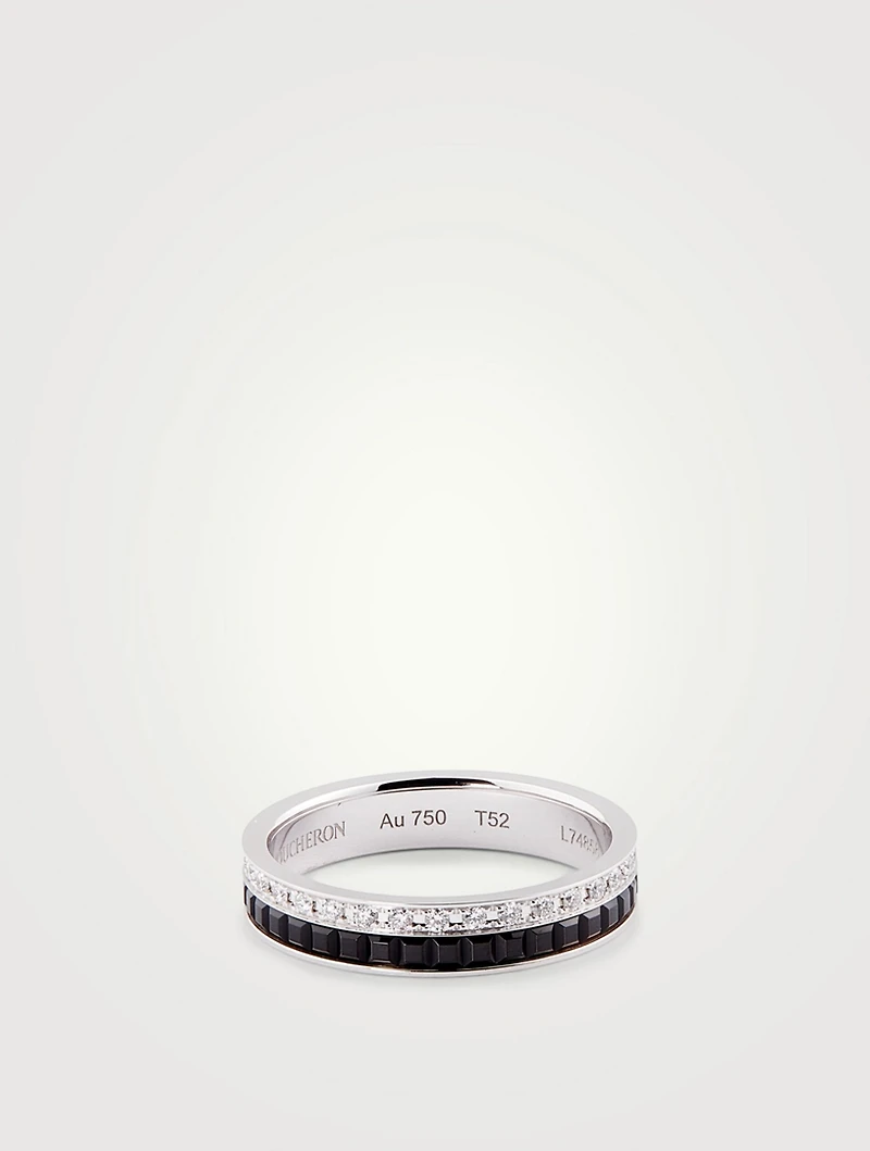 Black Edition Quatre White Gold Wedding Band With PVD And Diamonds