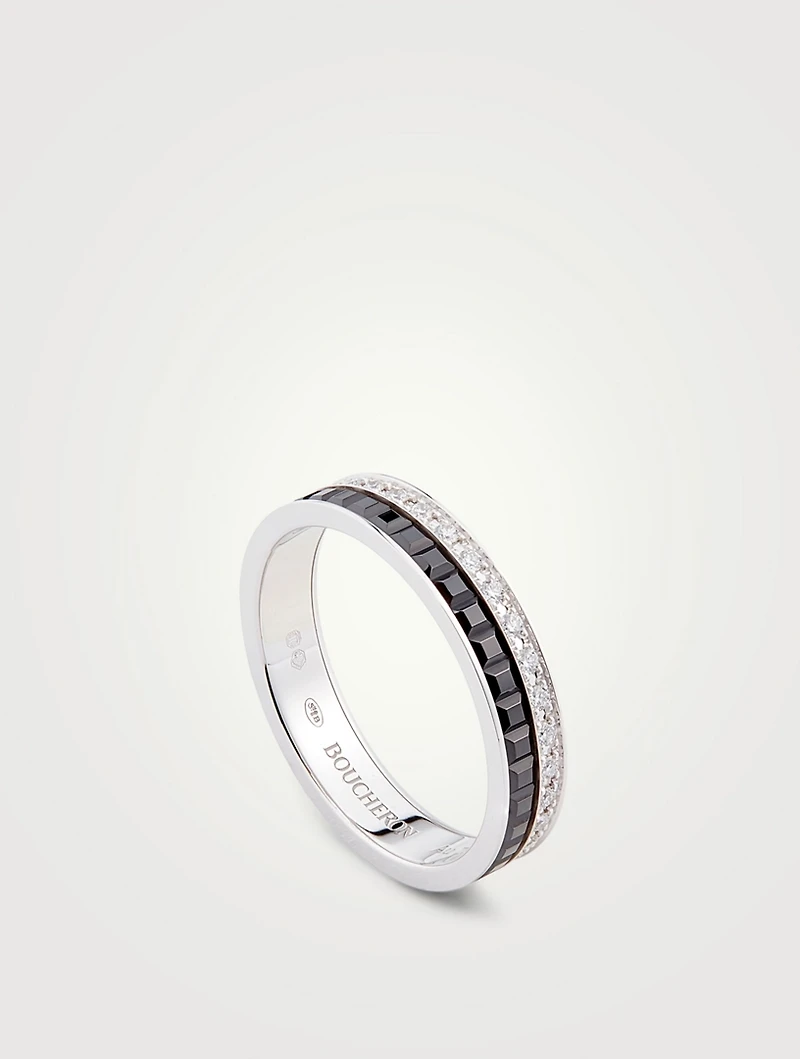 Black Edition Quatre White Gold Wedding Band With PVD And Diamonds