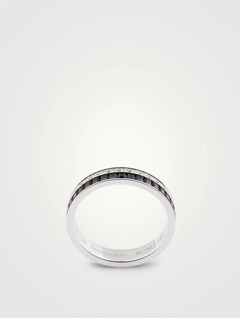 Black Edition Quatre White Gold Wedding Band With PVD And Diamonds