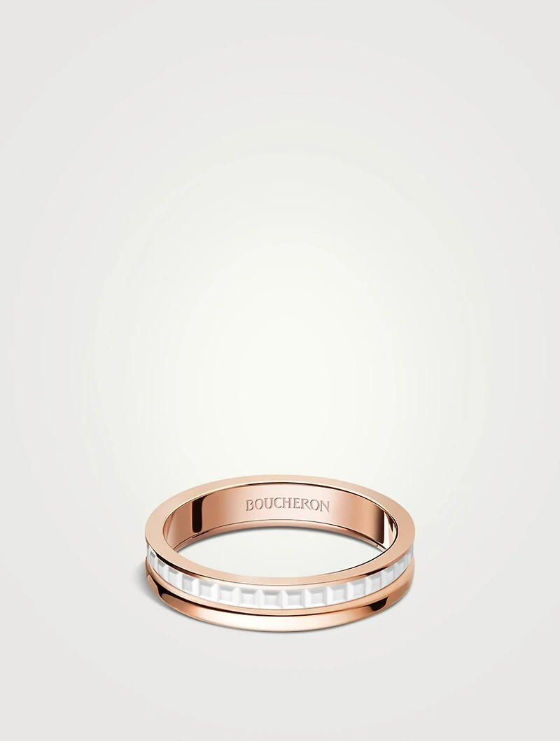 White Edition Rose Gold Wedding Band With Ceramic