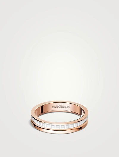 White Edition Rose Gold Wedding Band With Ceramic