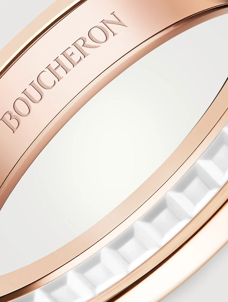 White Edition Rose Gold Wedding Band With Ceramic