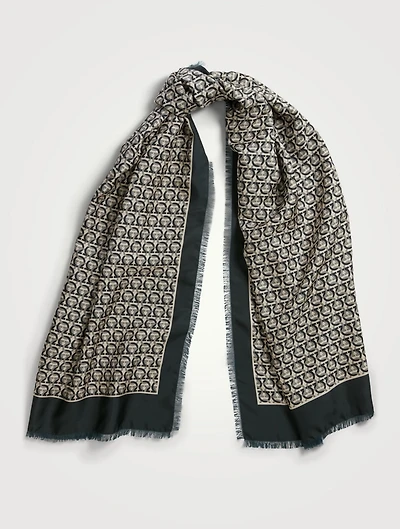 Silk Scarf In Gancini Print