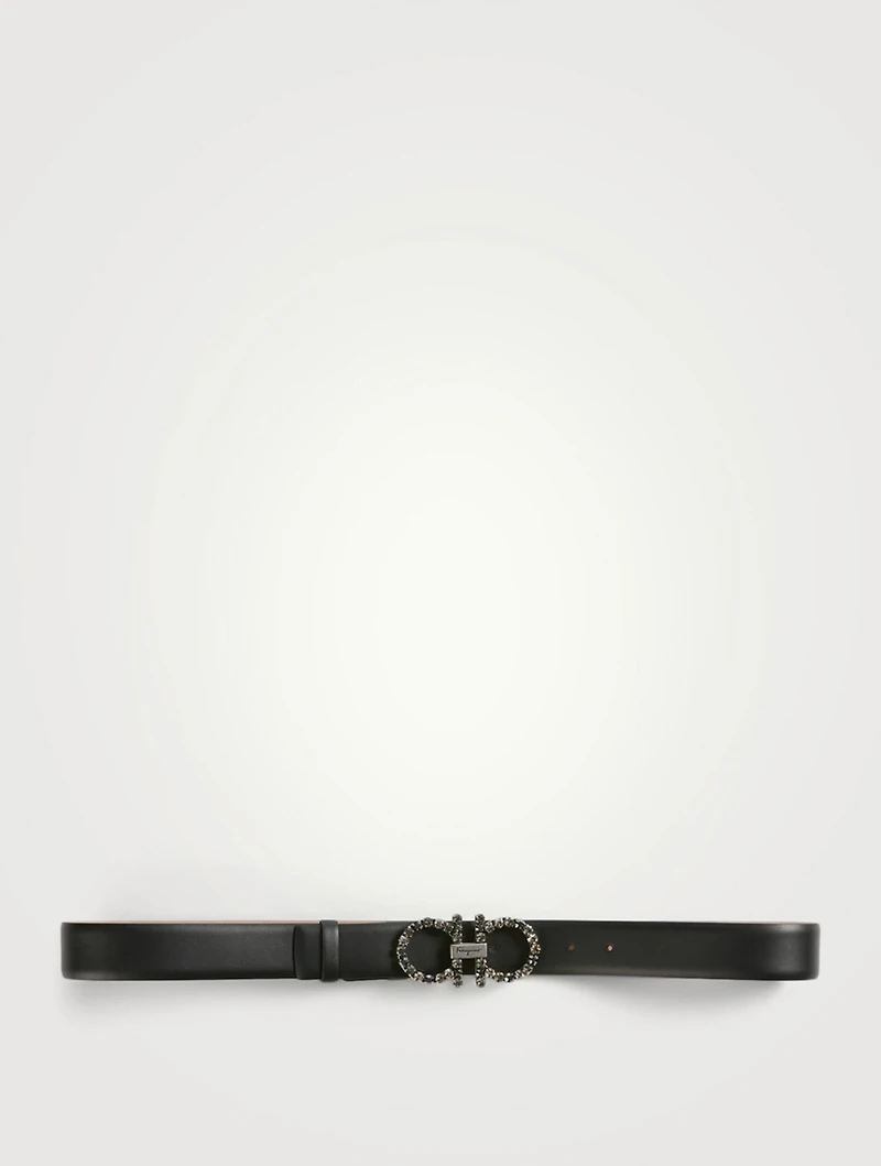 Gancini Reversible Leather Belt With Crystals