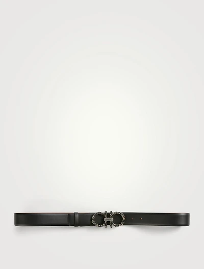 Gancini Reversible Leather Belt With Crystals