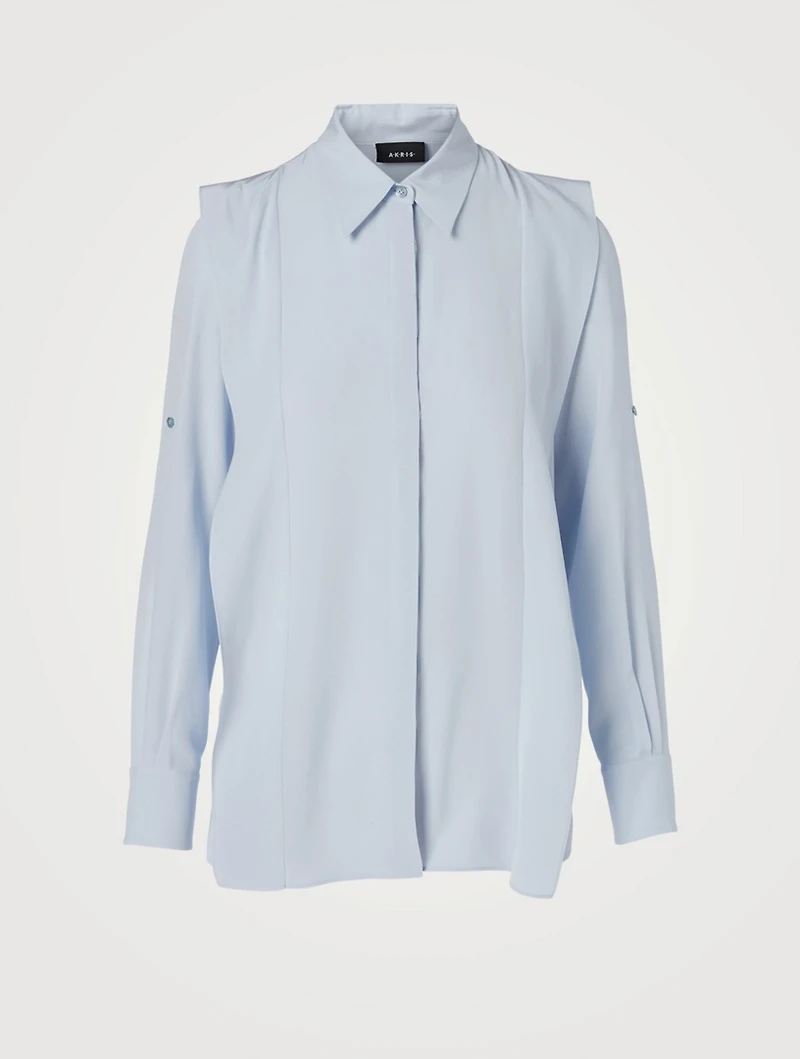 Marocain Silk Ruffled Blouse