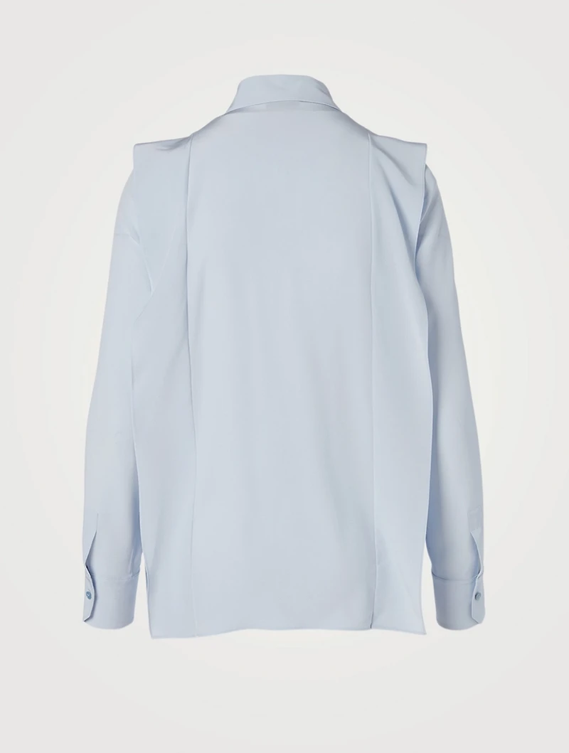 Marocain Silk Ruffled Blouse