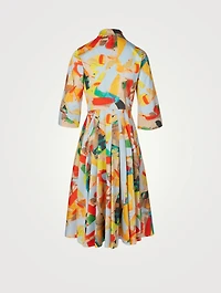 Cotton A-Line Shirt Dress Print Stroke