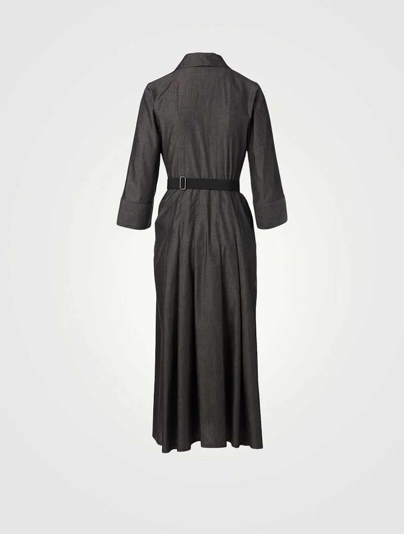 Cotton Midi Shirt Dress With Belt